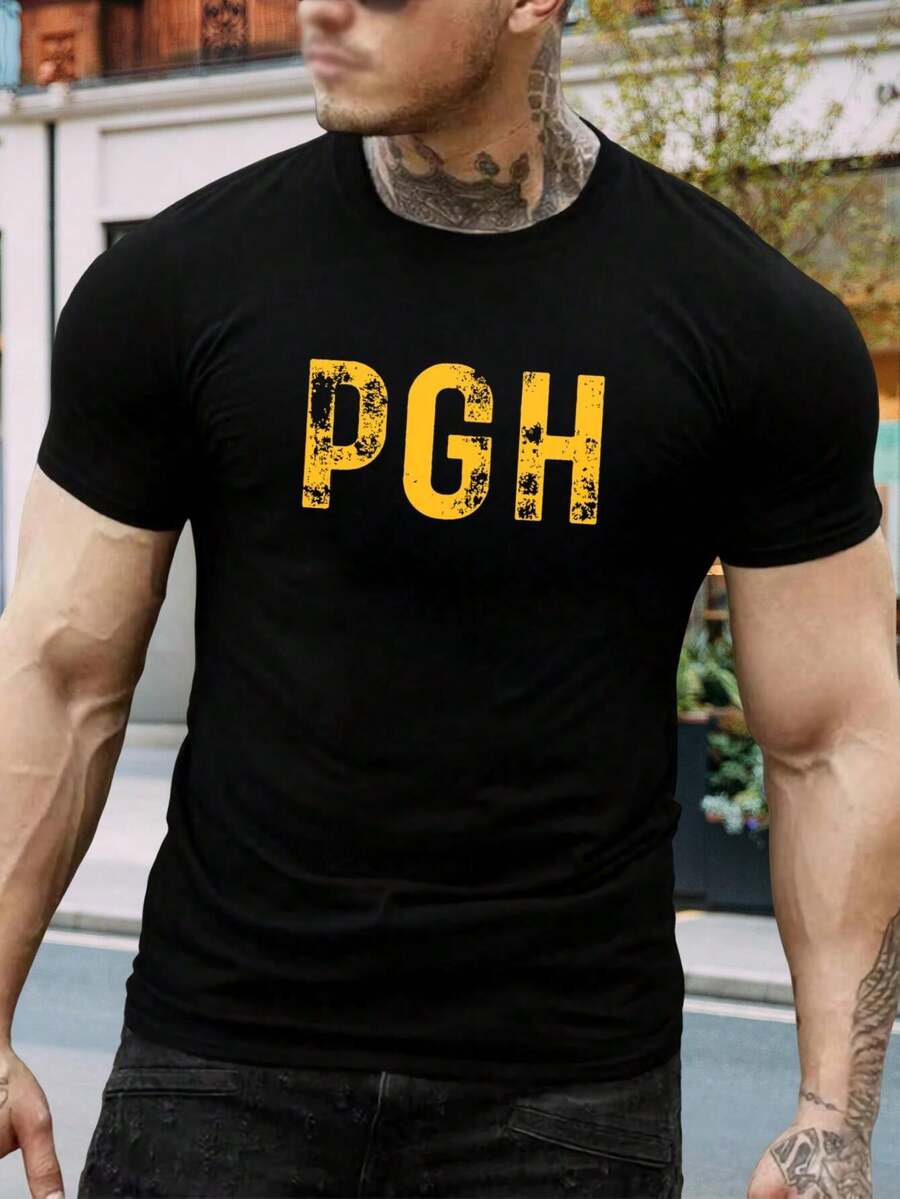 Camiseta vintage de hombre del aeropuerto de Pittsburgh (PGH) - Camiseta de algodón negro de manga corta - Regalo perfecto para lugareños y viajeros de Pittsburgh - Negro - Ver 1