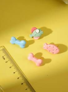 2 pares/set de aretes de arcilla suave con diseño de huesos y peces de colores tipo macarrón, accesorios para fiestas de playa y vacaciones