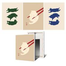 1pc/3PCS Funny Cat Dumplings Slouchy Cat Illustration Abstract Line Poster Canvas Painting Nordic Style Wall Art Picture Bathroom Home Decor Framed Cat Unframed Cat