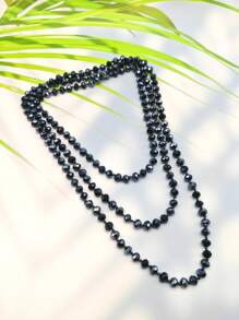 1pc 1.5m Long Crystal Beads Knotted Multi-Layer Simple Daily Wear Necklace For Women