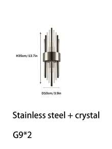 1 pieza/2 piezas Lámpara de pared moderna de oro/negra con cristal, base de acero inoxidable, Body de lámpara de cristal de alta calidad, adecuada para cafetería, sala de estar, dormitorio, villa, decoración de pared del hogar, accesorio de iluminación decorativa para habitación - Multicolor - Ver 16