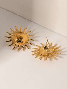 1 par de brincos exclusivos clássicos com design sunburst, estilo palácio exótico