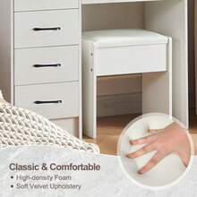 Favourite Gift NEW Dressing Table Stool Makeup Bench Chair Soft Padded Seat Vanity Chair White - White - View 1