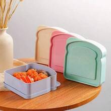 1pc Portable Wheat Straw Lunch Box, Bento Box, Sandwich Box, Food Storage Container For Toast, Bread And Sandwich, School Supplies, Back To School - Multicolor - View 4