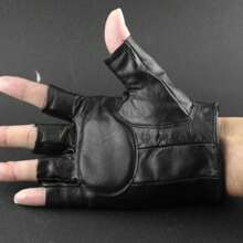 Mens Leather Spike Stud Punk Rocker Driving Motorcycle Biker Fingerless Gloves