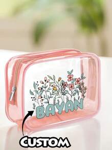 Personalized Name Transparent Storage - PVC Waterproof Toiletry Bag, Beauty Bag, Cosmetics Storage Bag, - A Variety Of Colors Available, Toiletries Storage Bag Storage Classification Coin Purse, Zipper Box Zipper Bag, Storage Supplies