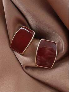 1pair European And American Asymmetrical Geometric Shape Oil Drop Stud Earrings - Geometric Earrings - View 9