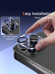 [Bộ 3+3] Miếng dán màn hình cường lực phủ toàn màn hình + Miếng dán bảo vệ ống kính camera Tương thích với iPhone 16/16e/15/14/13/12/11/16 Pro Max/15 Pro/Plus/Mini/17/17 Air, Kính cường lực Ultra HD 9H, Dễ dàng lắp đặt, Chống bám vân tay, Tương thích với ốp lưng, Dụng cụ dán phim một chạm - màu đen - Xem 9