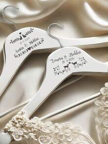1PC Personalized Custom Wedding Dress Hanger, Personalized Wedding Hanger, Wedding Hanger Engraved With Name And Date, Exquisite Bride Shower Gift, High-Quality Customization, Elegant Design, Very Suitable For Bride Party Gifts, Wedding Decorations, And Unique Commemorative Gifts For Her Boyfriend, Girlfriend, Father, Mother, Family, Friends, Pets, Daughter, School Students, Son's Birthday, Graduation, And Family - Multicolor - View 6