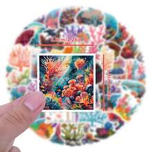 55PCS Coral Reef Stickers Vinyl Aesthetics Stickers For Scrapbooking, Diary, Laptop, Bumper, Skateboard, Water Bottle, Computer, Phone, Cartoon, Hard Hat, Car Stickers And Decals - Multicolor - View 2