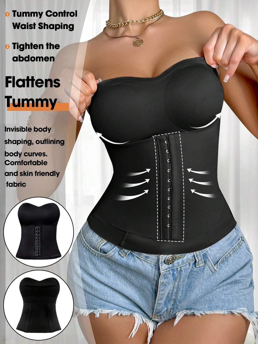 Women's Seamless Front Closure Knit Compression Shapewear Top - Black - View 1