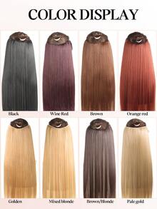 隐形接发棕色金色红色黑色长直发合成薄轻假发透明线可调节头带女士无夹 24 英寸秘密假发一体式 - 彩色 - 查看 5