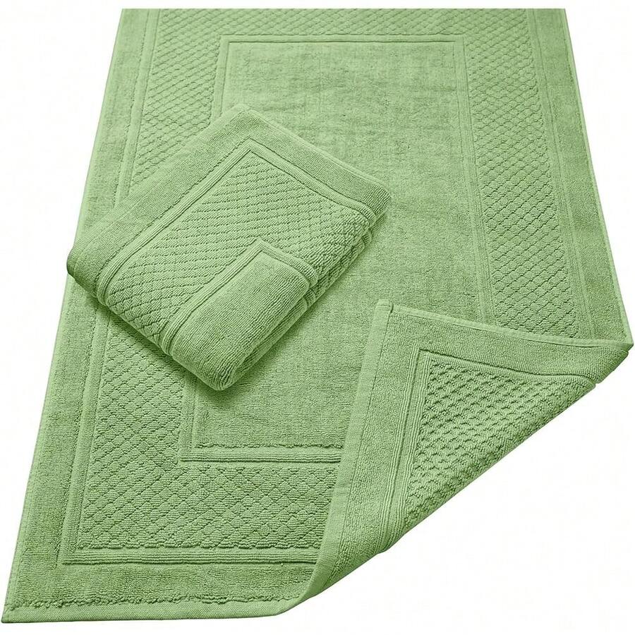New Avalon Towels Sage Green Bath Mat - 100% Cotton Set Of 2 Absorbent Bathmat - Bathroom Mats Quick Dry Bath Mats For Bathrooms (22x34 Inch) - Sage Green - View 1