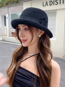 1pc Women Casual Boho Fisherman Hat, Street Style, Breathable, New Design, Elegant, Petite, Vintage Floppy Sun Hat, Suitable For Everyday & Outdoor Use