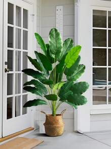 85cm-115cm Large Artificial Plants Bird Of Paradise Tree Tropical Fake Banana Leaves Big Size Plants Leaves Plastic Palm Plants Real Touch Tree Foliage For Home Garden Decoration Without Pot 1pc