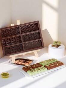 1pc Brown Silicone Chocolate Mold, Easy Unmold Rectangular Dessert Mold - Chocolate Brown - View 8