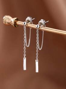 1 par de pendientes con borlas de cadena de plata pura 925 para mujer, con un estilo único y de lujo, con un sentido de alta gama, adecuado para uso diario