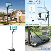 Fully Adjustable Basketball Hoop Outdoor 146236cm Basketball Hoop And Stand With Weighted Base And Shatterproof Backboard Portable On Wheels For Junior Adults - Black - View 1
