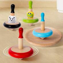 Wooden Fun Spinning Top Set, Packaged In A Colorful Box, With Cartoon And Funny Patterns, Bright Colors, And An Extended Handle For Easy Grip. Rotate The Top To Exercise Fine Hand Movements, Allowing Multiple People To Play. Interactive Games, Suitable Gifts For Children's Day And Halloween!