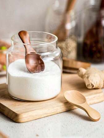 1PCS/套小木勺，3.15英寸/8厘米精致家用迷你短柄调味勺，冰淇淋勺，甜点勺，茶匙，酸奶勺，奶粉勺，学校用品