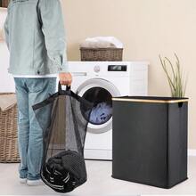 140L Lid Laundry Basket With Extra Large Washing With 2 Removable Laundry BagsLaundry Baskets Back To School - Variant - View 5