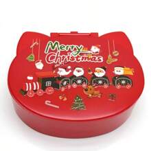 صندوق مجوهرات مطبوع عليه قطة بأذنين مع مرآة ، مناسب لتخزين وتعبئة المجوهرات والمستحضرات التجميلية ، صندوق هدايا عيد الميلاد الاحتفالي