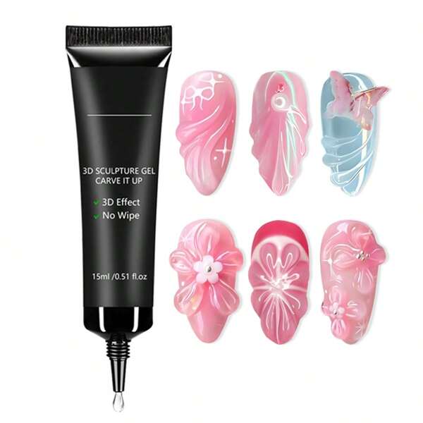 GLOZ 15ML 3D Modellier-Nagel-Gel für Nageldesigns und DIY Nagelkunst - Klares Gel-Nagellack zum Zeichnen, Formen, Skulptieren und Dekorieren