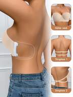 Sujetador con aros de copa media en color beige liso, lencería femenina cómoda con aros de soporte y diseño de espalda elegante