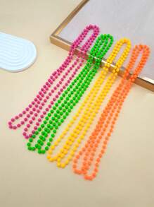 D EXCEED 1/2/4/5 PCS 1980s Long Neon Bead Nekalce For Women Neon Party Costume Accessories For Women Neon Artificial Bead Necklace Solid Color Bride Weddings Masquerade Festival Decorations Gifts