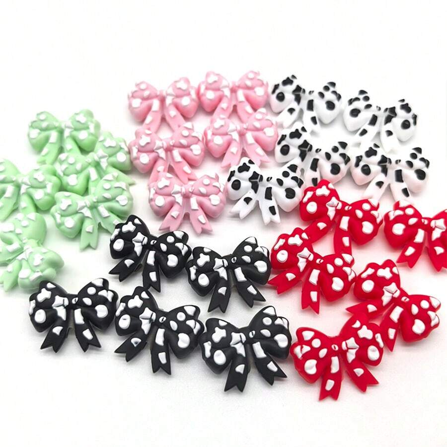 5 Stücke Silikon Perlen, klassische schwarz-weiße schleifen-förmige lose Abstandshalter Perlen, geeignet für selbstgemachten DIY Schmuck, Armbänder, Halsketten, Schlüsselanhänger/Stift Perlen, Handyanhänger, Taschenanhänger, Geburtstagsgeschenke und Geschenke für Frauen