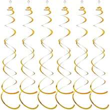 6pcs Hanging Swirl Decorations, Party Spiral Streamers For Ceiling, Weddings, Showers, Birthdays,Christmas - Gold - View 18
