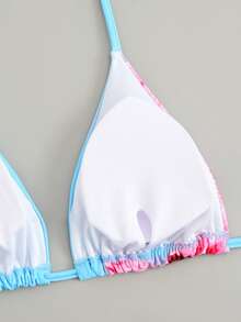 Set bikini sexy 3 bucăți nou, cu top cu șalter și fund și fustă cu cravată, costume de baie în stil european și american