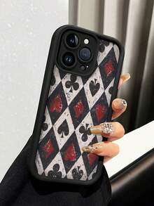 学院风时尚彩绘扑克牌图案加厚防摔纹理手机壳保护套适用于 16/11/16pro/16plus/16promax/16e/15Promax/13/14/12/XS/XR/7G/8P 和 Galaxy S25/S25PLUS/S25 Ultra/A16/A36/A26/A56/A50/A12/A32/A52/A72 - 彩色 - 查看 6