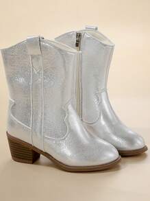 Kinder / Mädchen / Kinder Western Cowboy gestickte Spitze Zehen Low Heel Knöchel Mid Schaft Mode Stiefel