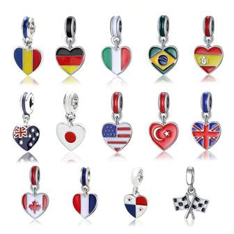 1pc National Flag Pendant Chain Necklace, 14 Styles Optional, DIY Women's Jewelry Accessories, Fashionable, Elegant And Suitable For Keeping Or Gifting
