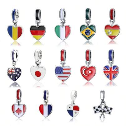 1pc National Flag Pendant Chain Necklace, 14 Styles Optional, DIY Women's Jewelry Accessories, Fashionable, Elegant And Suitable For Keeping Or Gifting