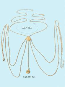 1pc Boho Chic Gold Layered Eye Charm Body Chain Women Crossover Bikini Rave Nightclub Body Jewelry - Gold - View 4