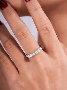 1 件迷人 S925 纯银方晶锆石戒指女士订婚珠宝精美珠宝 - 1# - 查看 4