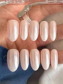 10 件简约百搭渐变椭圆形美甲装饰按压式指甲美甲用品指甲 - 彩色 - 查看 8