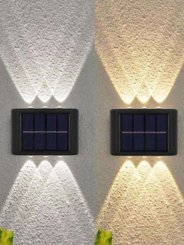 1/2 Stücke 6/8/10 LED kaltes/warmes Licht Solar Wandlampe für außen, Terrassen- und Garten Ambiente Beleuchtung, Balkon Dekoration