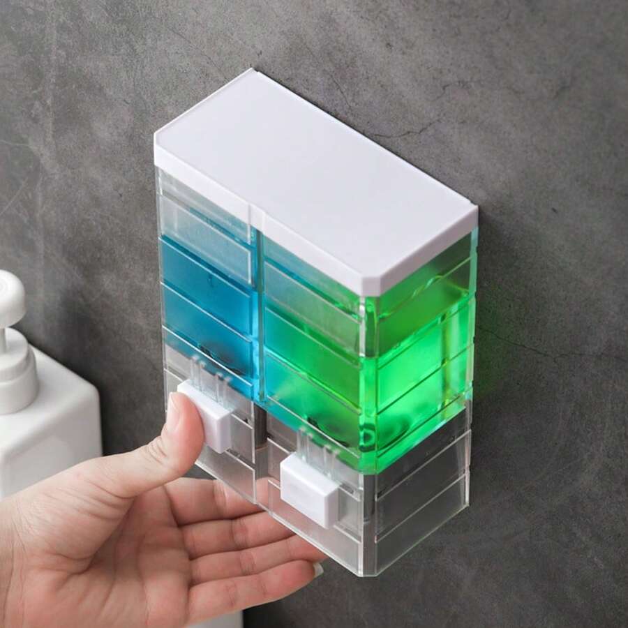 Double Soap Dispenser, Manual, Wall-Mounted, Hand Sanitizer Dispenser, Transparent, Shampoo Shower Gel Dispenser For Bathroom, Hotel, Bathroom, Kitchen, Office, 500 Ml
