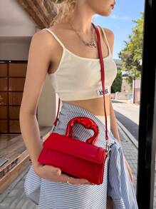 DareSee Sac à bandoulière carré imperméable, léger, portable, classique, décontracté, minimaliste, personnalisé, rouge, pour adolescentes, femmes, étudiantes, enseignantes, débutants et employés de bureau. Parfait pour le bureau, le travail, les affaires, les trajets. Idéal pour l'automne, Noël, l'hiver et les cadeaux de Noël