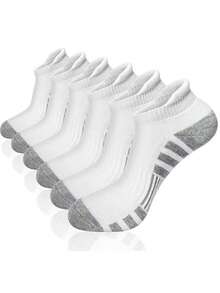 6 Pairs Men's Ankle Socks, High Quality Low-Cut Round Neck Breathable Mesh, Versatile Casual Men's Boat Socks - Multicolor - View 2