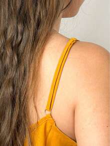 Women's Tank Top With Adjustable Straps Basic Crepe Strappy Top - Mostaza Amarilla - Ver 5