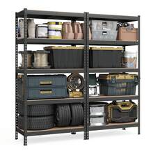 SONGMICS 5-Tier Storage Shelves, Load 2310 Lb, Set Of 2 Garage Storage, Boltless Assembly, Adjustable Shelving Unit, 17.7 X 35.4 X 70.9 Inches, For Study Shed Basement, Black