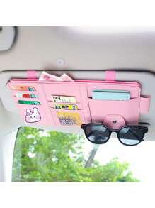 1pc Car Sun Visor Storage Bag, Leather Zippered Organizer Pouch, Multi-Function Card Holder, Suitable For Men And Women