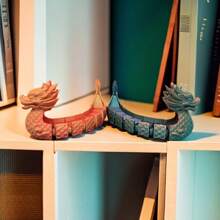 Xiyin Pavilion's Collectible - Hinge-Linked Dragon Boat Art Ornament (Available In Blue-Green/Red-Gold Dual Colors) School Supplies,Back To School