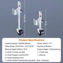 Heavy-Duty Trailer Jack With 1500 Lb Capacity - 35.3 In Bolt-On Tongue Jack For RV, Horse, Utility, And Yacht Trailers - Features PP Wheels And Comfortable Handle For Easy Lifting - Multicolor - View 9