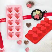 1/2 Stampi in silicone a forma di cuore per cubetti di ghiaccio, 10 cavità per facile estrazione, adatti per uso domestico, colore rosa o rosso, stampi per cubetti di ghiaccio, stampi per budini, possono produrre 10 cubetti di ghiaccio alla volta, ideali per estate, cocktail, succhi di frutta, bevande, feste.