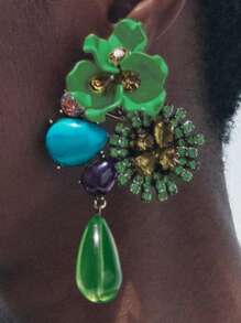 Orecchini a goccia a fiore, nuovi orecchini personalizzati retrò ZA, orecchini a goccia lunghi in resina a forma di fiore esagerati, eleganti con lavorazione pesante